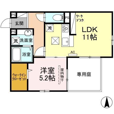 レスポワール・ド・牛田本町(1LDK/1階)の間取り写真