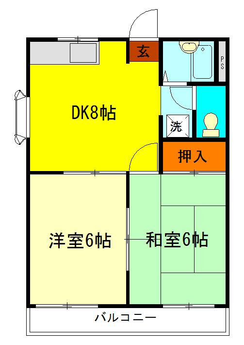 ファミール藤(2DK/2階)の間取り写真