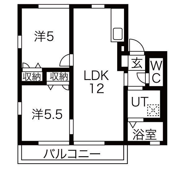エルハイムC-1(2LDK/1階)の間取り写真