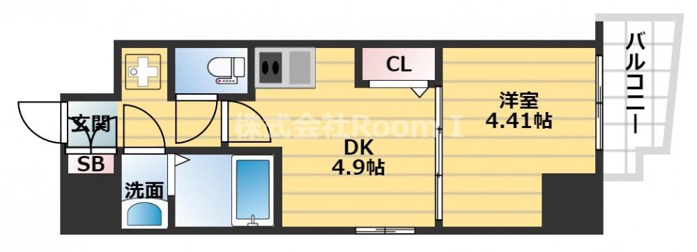 ADWRESIDENCE松屋町(1DK/2階)の間取り写真