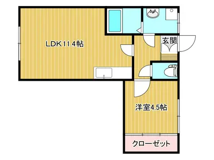万代リリーハイツ(1LDK/1階)の間取り写真