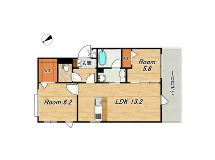 ラ・カーザ・ドルチェ(2LDK/2階)の間取り写真