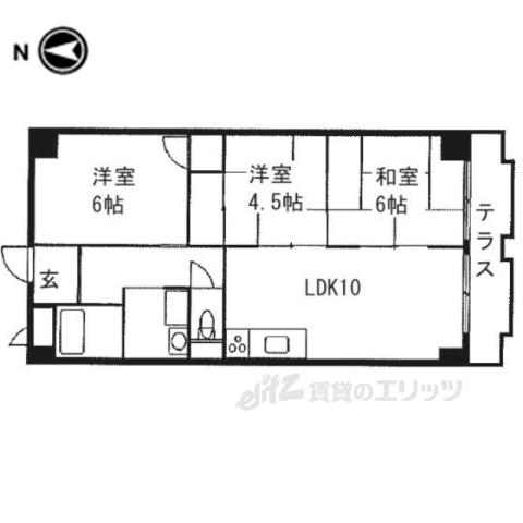 エクレールやぐら(3LDK/3階)の間取り写真