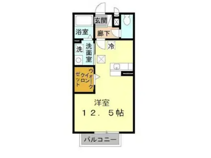 セントラルグレイスA棟(ワンルーム/1階)の間取り写真