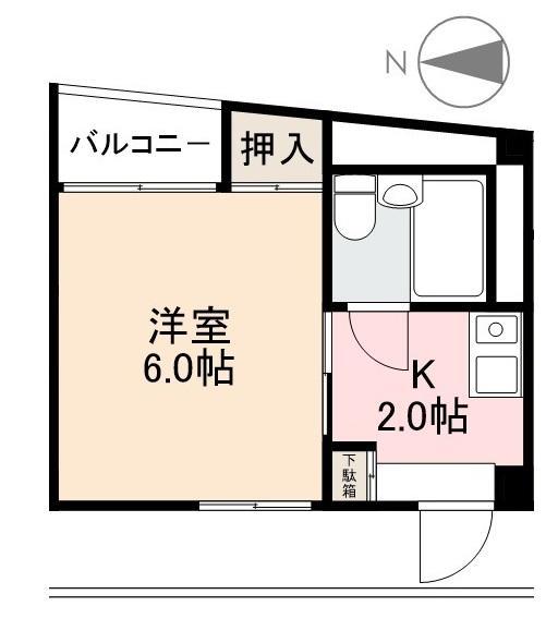 コーポ昭和(1K/4階)の間取り写真
