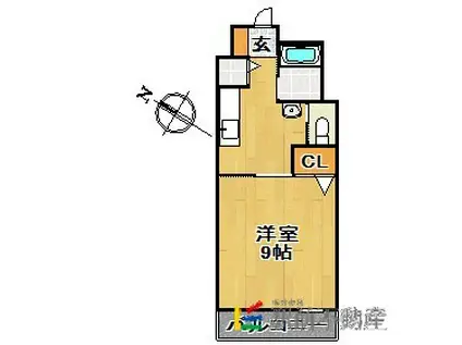 ふれあいハウス(1K/2階)の間取り写真