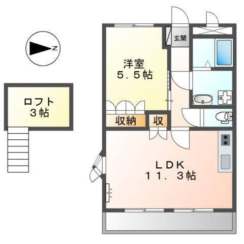 ELISE(1LDK/2階)の間取り写真