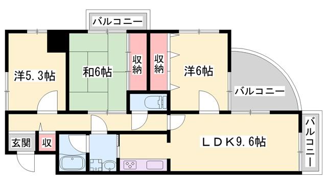 ラフェスタ大塩(3LDK/4階)の間取り写真