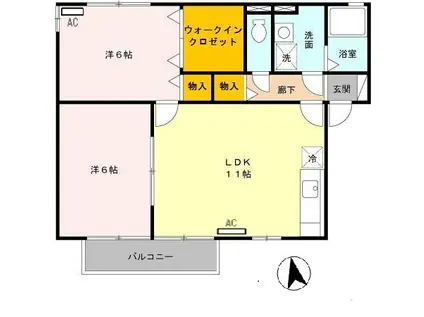 COZY COURT B棟(2LDK/2階)の間取り写真