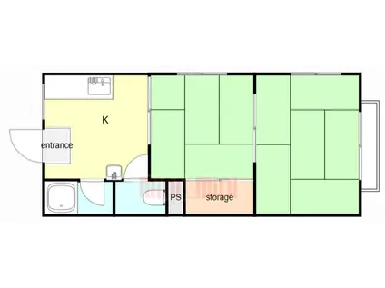 中川コーポI(2K/2階)の間取り写真