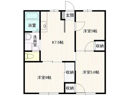 ラ・カーサ(3DK/2階)の間取り写真