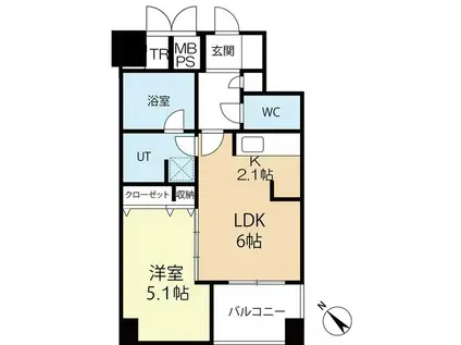 ラクレイス平尾ステーション(1LDK/9階)の間取り写真