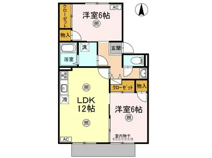 グランドール脊板A(2LDK/1階)の間取り写真