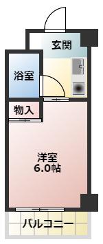 エクセレント忍ヶ丘(1K/6階)の間取り写真