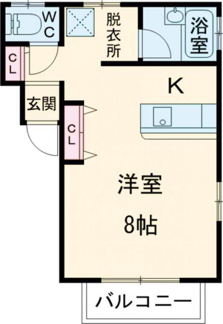 湘南ハイツ D棟(ワンルーム/1階)の間取り写真