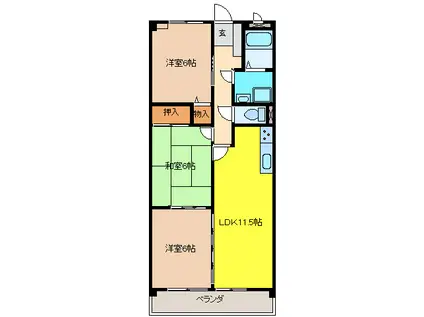 ラクール中切(3LDK/3階)の間取り写真