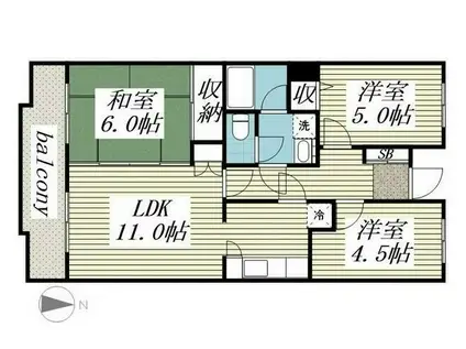 ガーデンフォレスト柏の葉キャンパス(3LDK/1階)の間取り写真