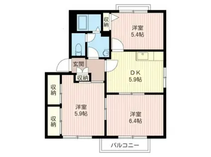 パークサイドディアスII(3DK/2階)の間取り写真