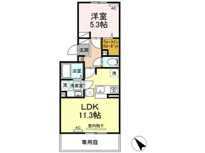 ボナール・ユキ(1LDK/1階)の間取り写真