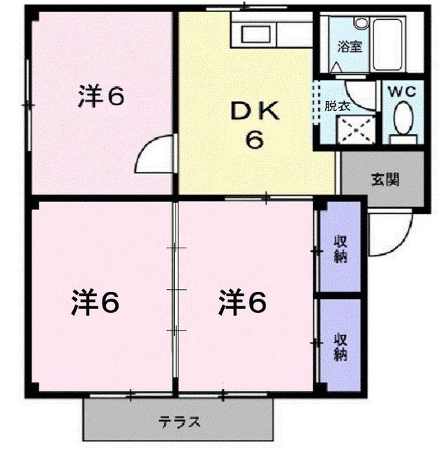 シティハイツ清和(3DK/1階)の間取り写真