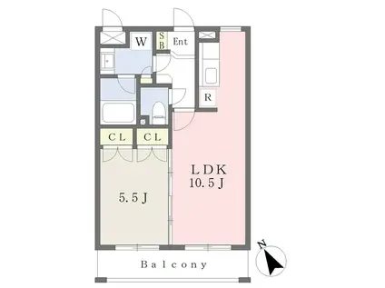 ヒノデカン(1LDK/1階)の間取り写真