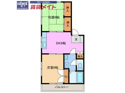 グランドハイツ(2DK/3階)の間取り写真