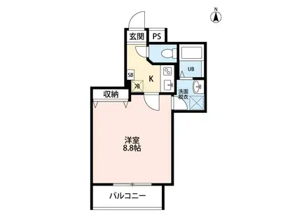 ガーデンフォレスト親水公園(1K/2階)の間取り写真