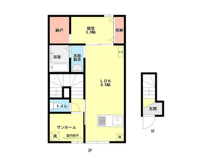 アパートメント大山(1LDK/2階)の間取り写真