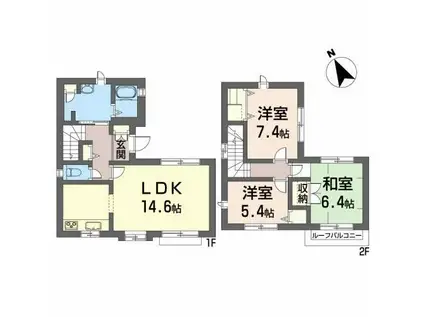 グランバリエ久保田B(3LDK/1階)の間取り写真