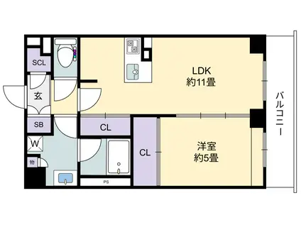 シャーメゾン山崎(1LDK/3階)の間取り写真
