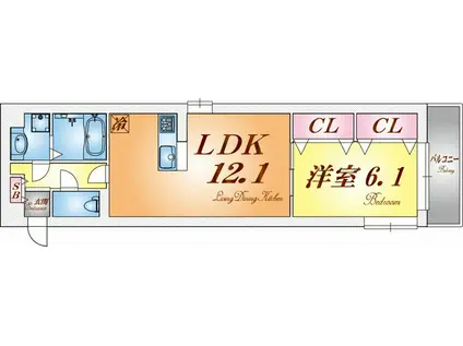 YKメゾン向陽(1LDK/1階)の間取り写真