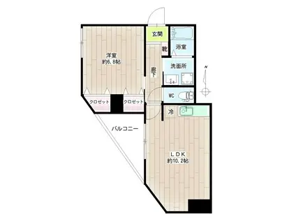 第48新井ビル(1LDK/2階)の間取り写真