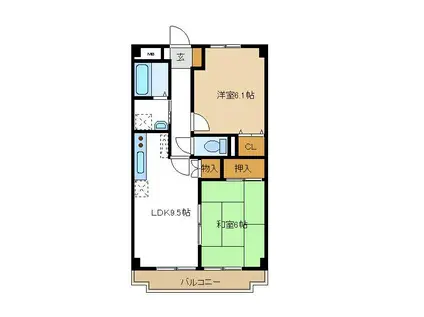 マアムコート(2LDK/4階)の間取り写真