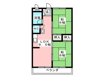 JR東海道本線 穂積駅 徒歩1分 8階建 築51年(2LDK/2階)の間取り写真