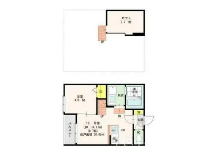 シャラロステ井尻(1LDK/1階)の間取り写真