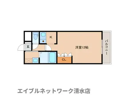 グランピュア(1K/2階)の間取り写真