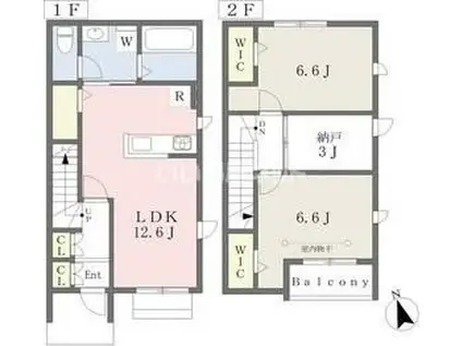 カーサ リーベル(2SLDK/1階)の間取り写真