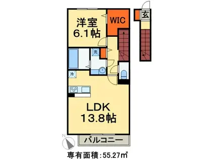 クレストガーデンA(1LDK/2階)の間取り写真