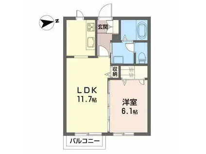 グリーン・パルII(1LDK/2階)の間取り写真