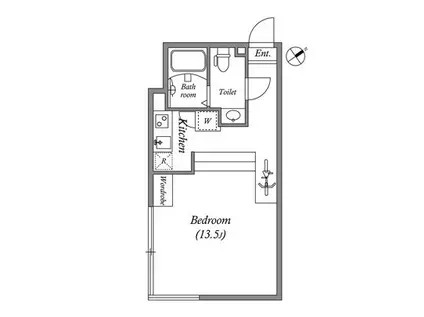 アレーロ市谷台町(1K/1階)の間取り写真
