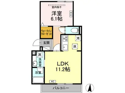 セレスティア本荘中ノ町 C(1LDK/2階)の間取り写真