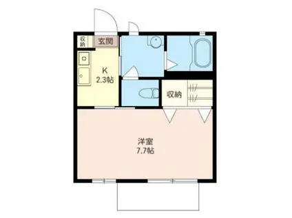 ユーチャリス B(1K/2階)の間取り写真