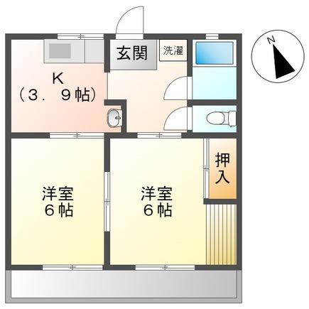 コーポ阪野(2K/1階)の間取り写真