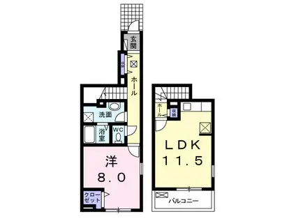 ラ シーマ カイト(1LDK/1階)の間取り写真