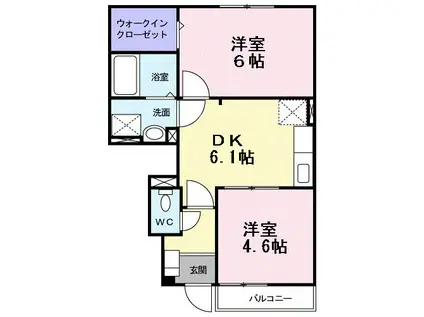 ベル シャトーIII(2DK/1階)の間取り写真