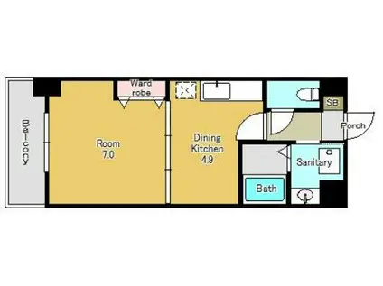 コープ美山II(1DK/4階)の間取り写真