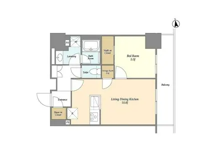 オーキッドレジデンス品川中延(1LDK/14階)の間取り写真