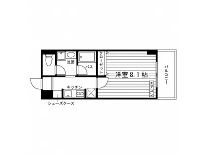 バルビエントⅡ(1K/3階)の間取り写真