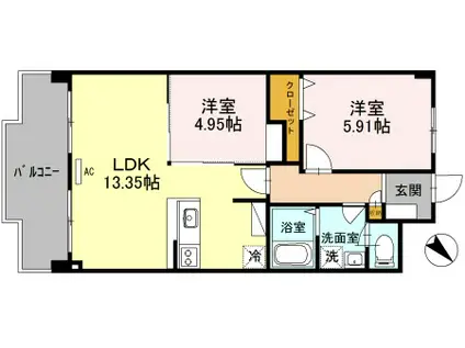 グリーンメゾン白鳥(2LDK/3階)の間取り写真