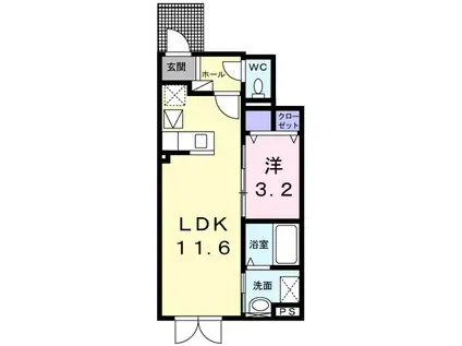 ジェミニ(1LDK/1階)の間取り写真